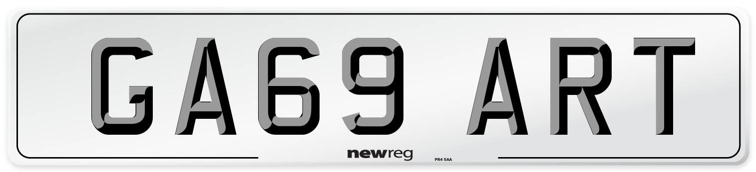 GA69 ART Number Plate from New Reg